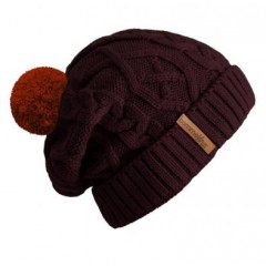 Beanie No.2 - Mützenfarbe Bordeaux - Bommelfarbe Rostrot