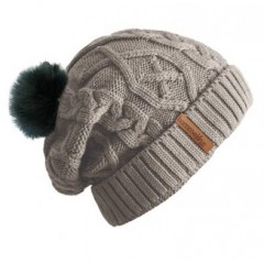 Beanie No.2 - Mützenfarbe Erdgrau - Bommelfarbe Fakefur Petrol
