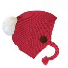 BAMbeanie No.2 - Mützenfarbe Himbeer - Bommelfarbe Fakefur Weiß