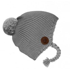 BAMbeanie No.2 - Mützenfarbe Grau - Bommelfarbe Hellgrau
