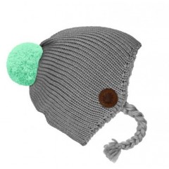 BAMbeanie No.2 - Mützenfarbe Grau - Bommelfarbe Mint