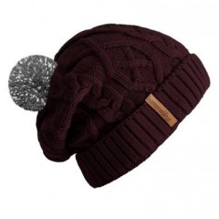 Beanie No.2 - Mützenfarbe Bordeaux - Bommelfarbe Reflektor Grau