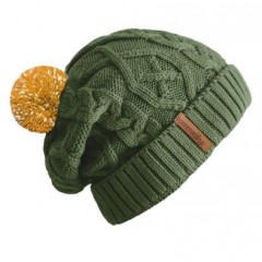 Beanie No.2 - Mützenfarbe Grün - Bommelfarbe Reflektor Ockergelb