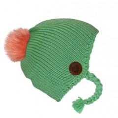 BAMbeanie No.2 - Mützenfarbe Mint - Bommelfarbe Fakefur Lachs