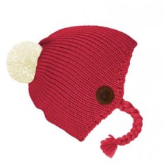 BAMbeanie No.2 - Mützenfarbe Himbeer - Bommelfarbe Reflektor Eierschale