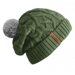 Beanie No.2 - Mützenfarbe Grün - Bommelfarbe Hellgrau